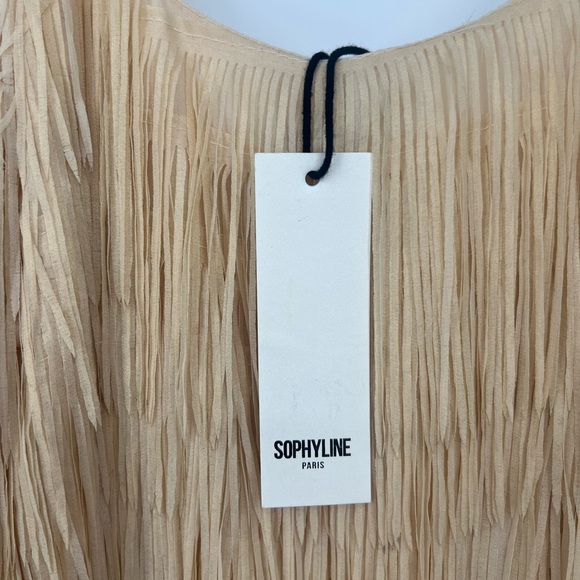 sophyline paris Beige Fringe Mini Dress NWT size S - Picture 3 of 4